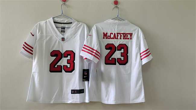 Women%27s San Francisco 49ers #23 Christian McCaffrey White 2nd Alternate Stitched Jersey->women nfl jersey->Women Jersey